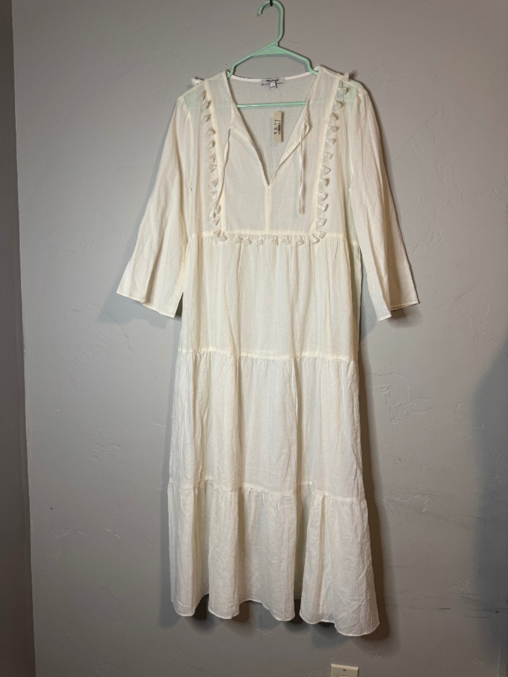 Madewell Cream Long Sleeve Flowy Maxi Dress, NWT, Size S